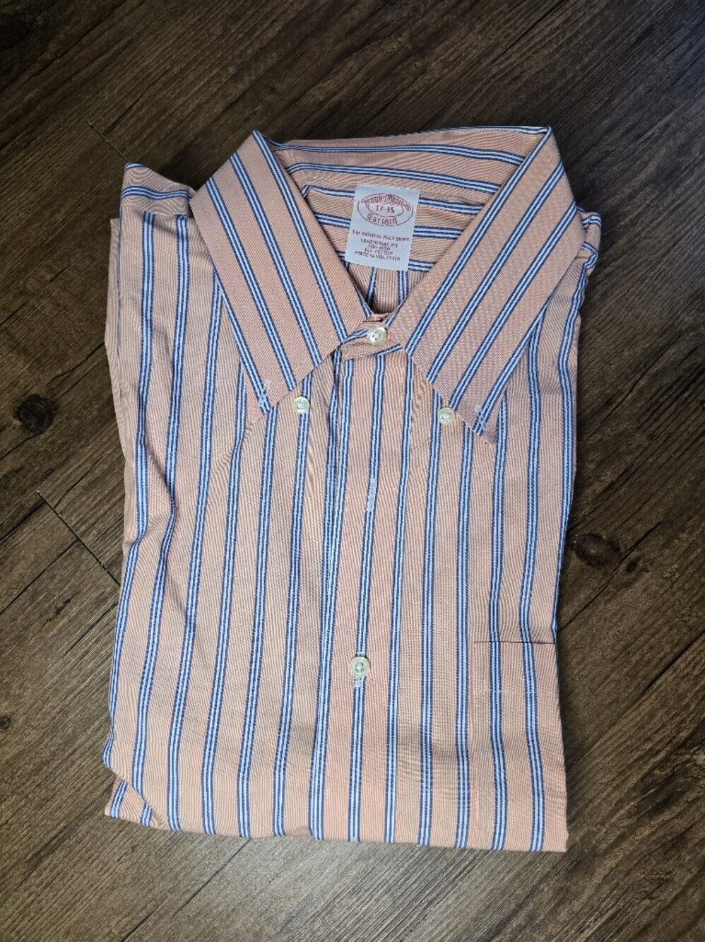 Brooks Brothers Peach and Blue Stripe Dress Shirt